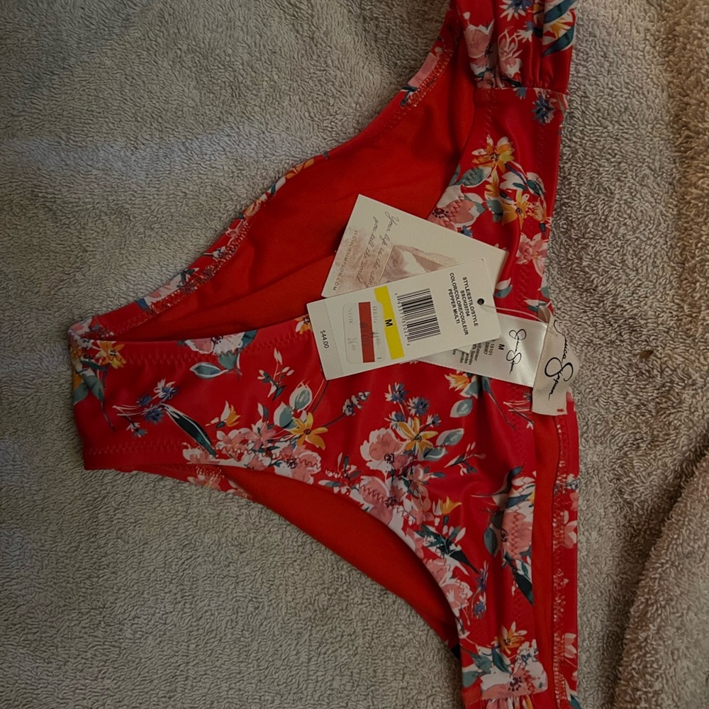 Jessica Simpson Red Floral Bikini Bottom